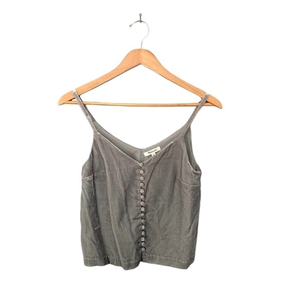 Madewell Tops - MADEWELL Grey Velvet Button-Down Cami